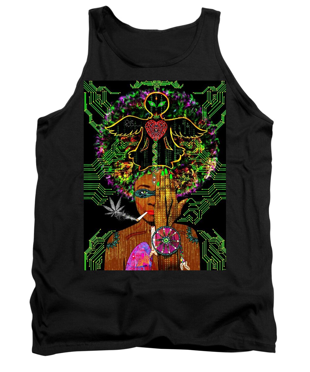 Cannabis Tank Top featuring the mixed media Eye Canna by Myztico Campo