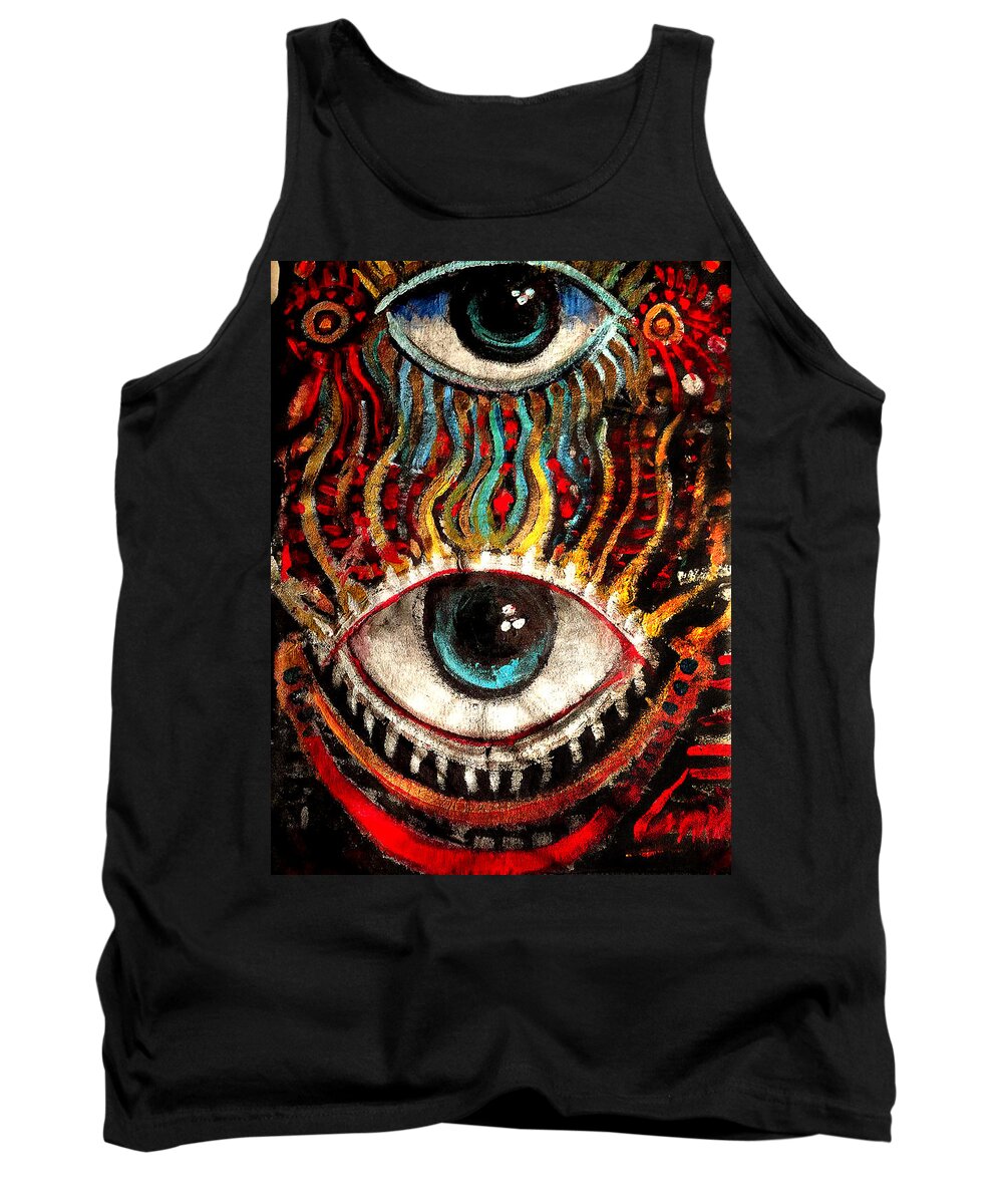Eyes On You Tank Top featuring the painting Eyes On You by Amzie Adams