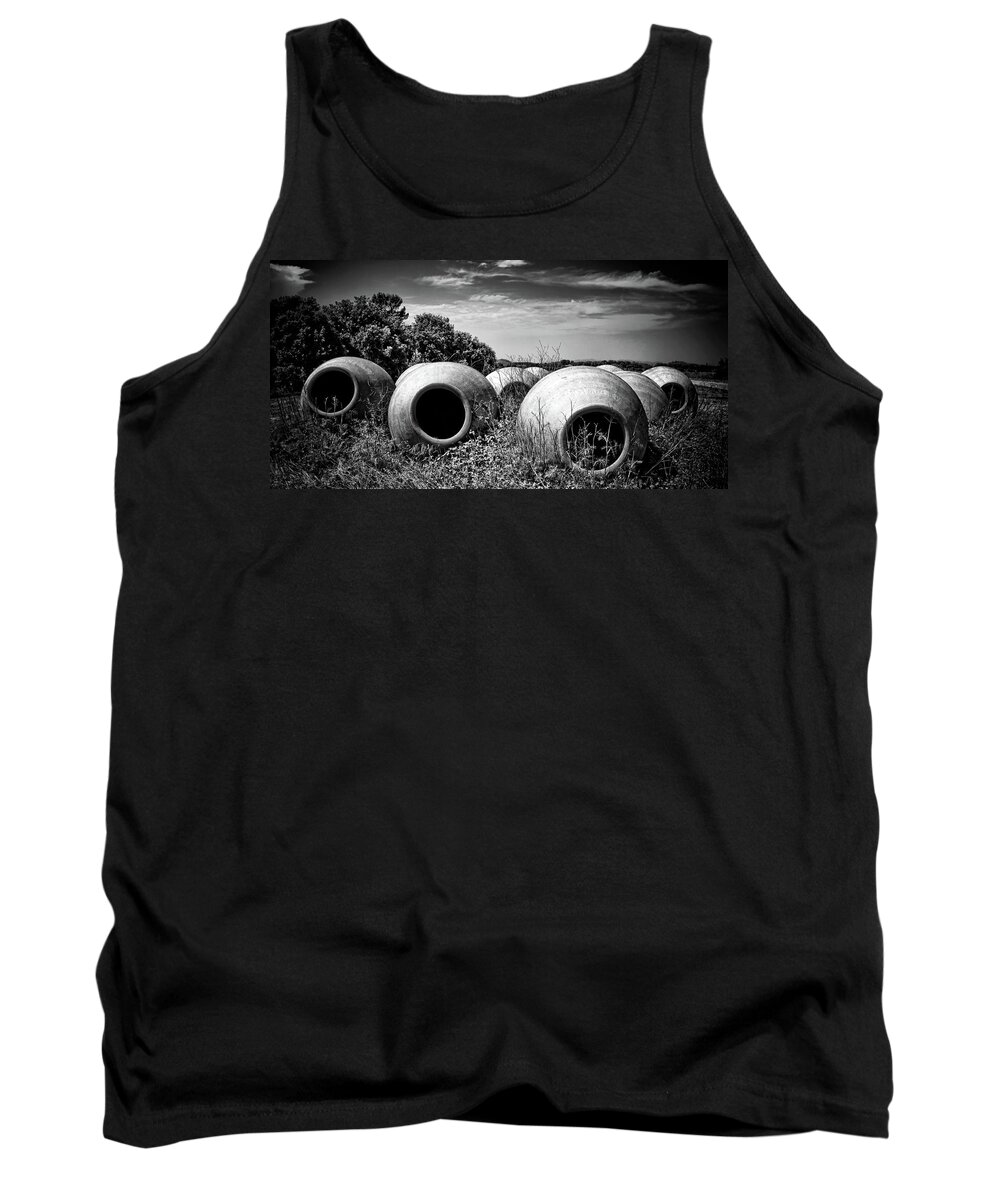 Pots Tank Top featuring the photograph Feed me - black and white by Tatiana Travelways