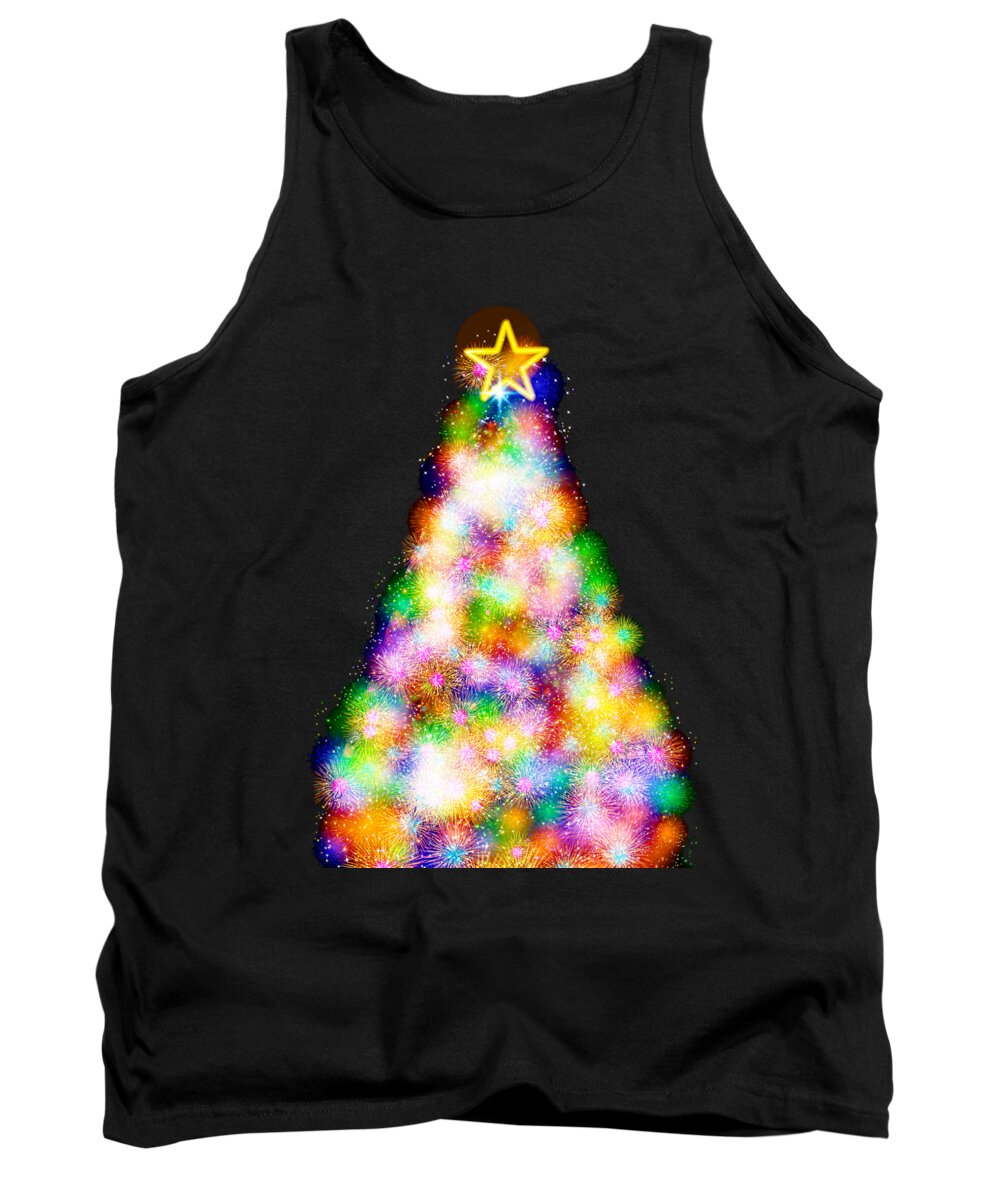 Christmas Tank Top featuring the digital art Fiber Optic Christmas Tree by Rachel Hannah