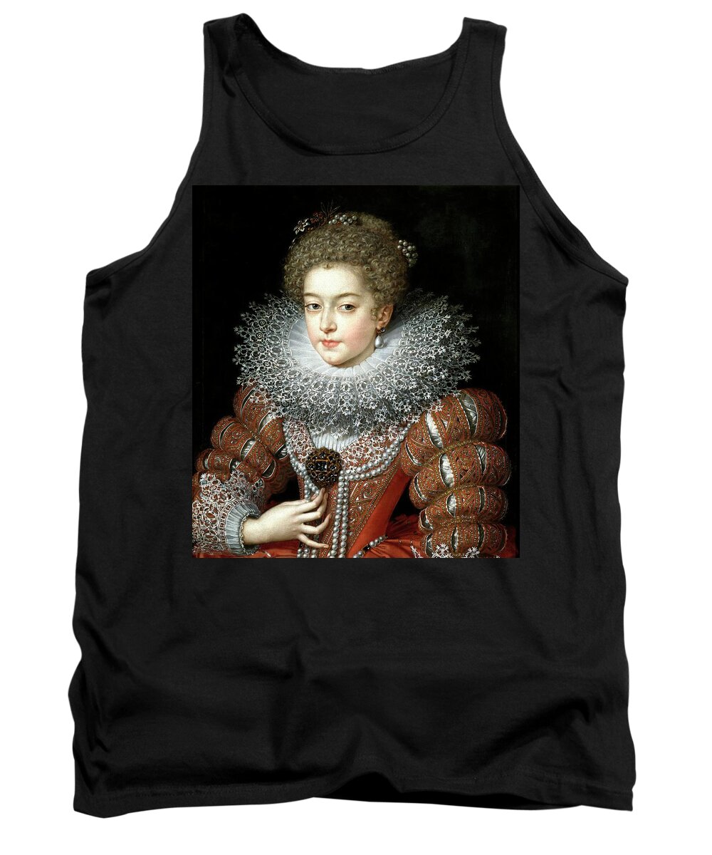Elizabeth Of France Tank Top featuring the painting Frans Pourbus 'el Joven' / 'Elizabeth of France, Queen of Spain', ca. 1615, Flemish School. by Frans Pourbus the Younger -1569-1622-