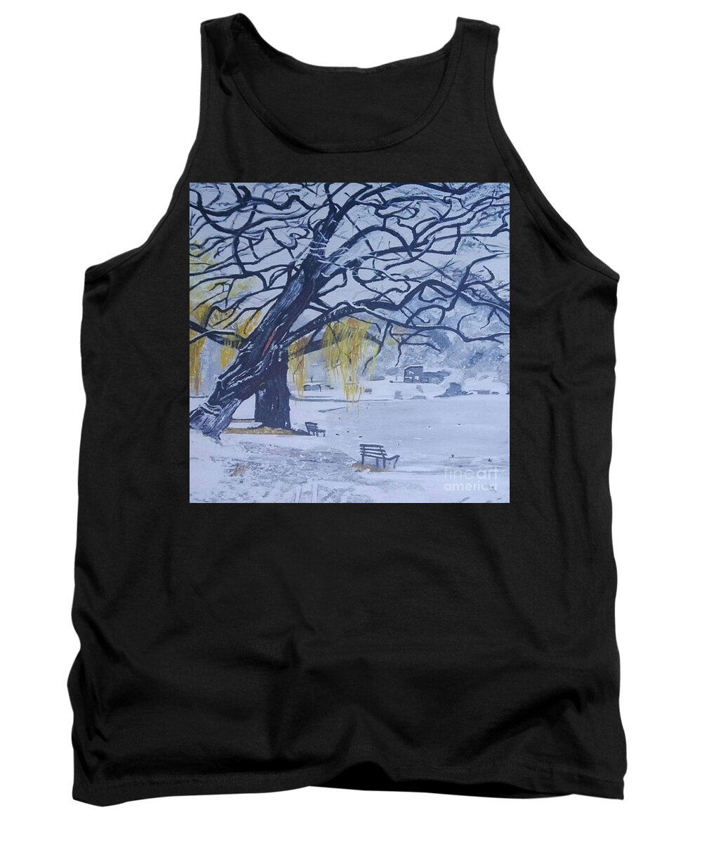 Acrylic Painting Tank Top featuring the painting Frozen Lake by Denise Morgan
