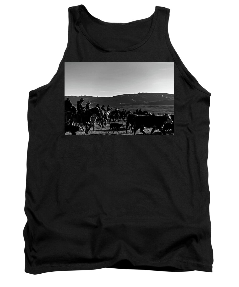 Ranch Tank Top featuring the photograph Gathering cows by Julieta Belmont