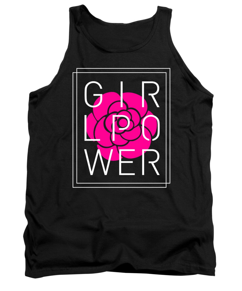 Girl Power Tank Top featuring the mixed media Girl Power - Classy, Minimal Typography 4 by Studio Grafiikka