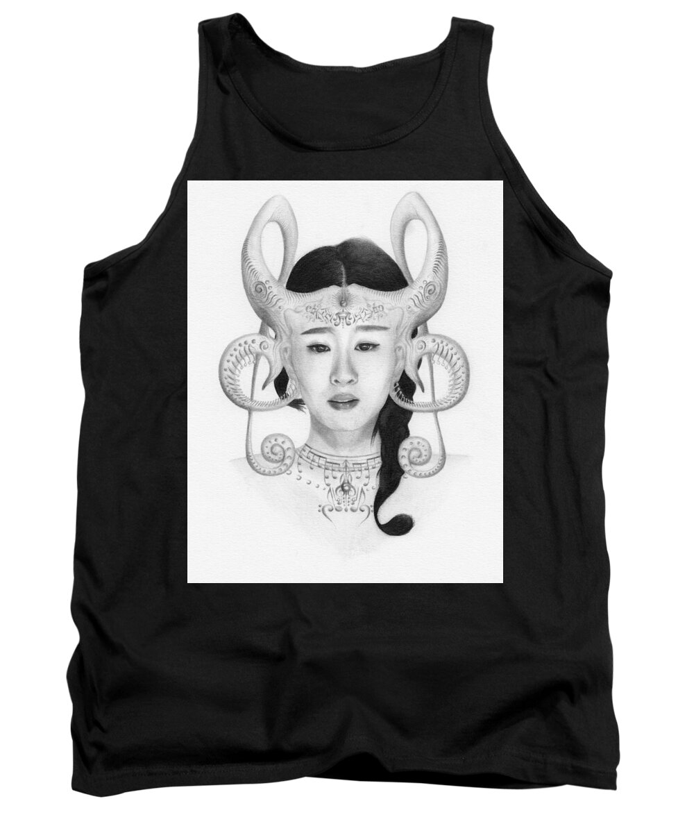  Fantasy Tank Top featuring the drawing Harmony - Artwork by Ryan Nieves