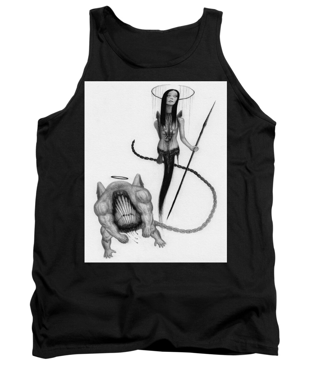 Horror Tank Top featuring the drawing Huntress - Artwork by Ryan Nieves