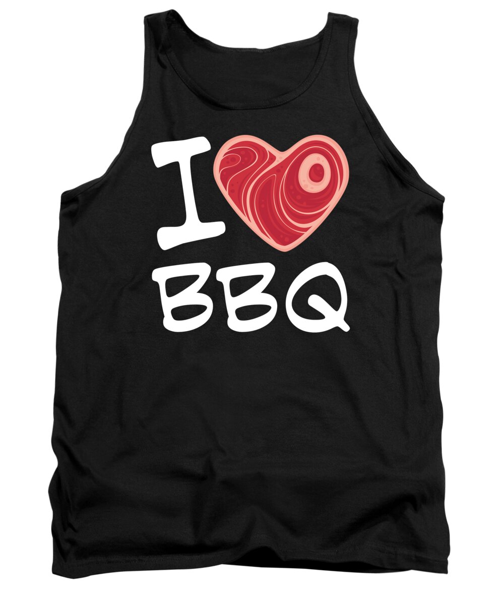 Barbecue Tank Top featuring the digital art I Love BBQ - White Text Version by John Schwegel