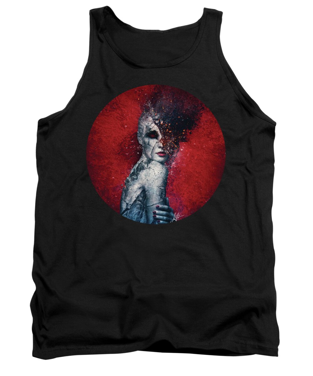 Red Tank Top featuring the digital art Indifference by Mario Sanchez Nevado