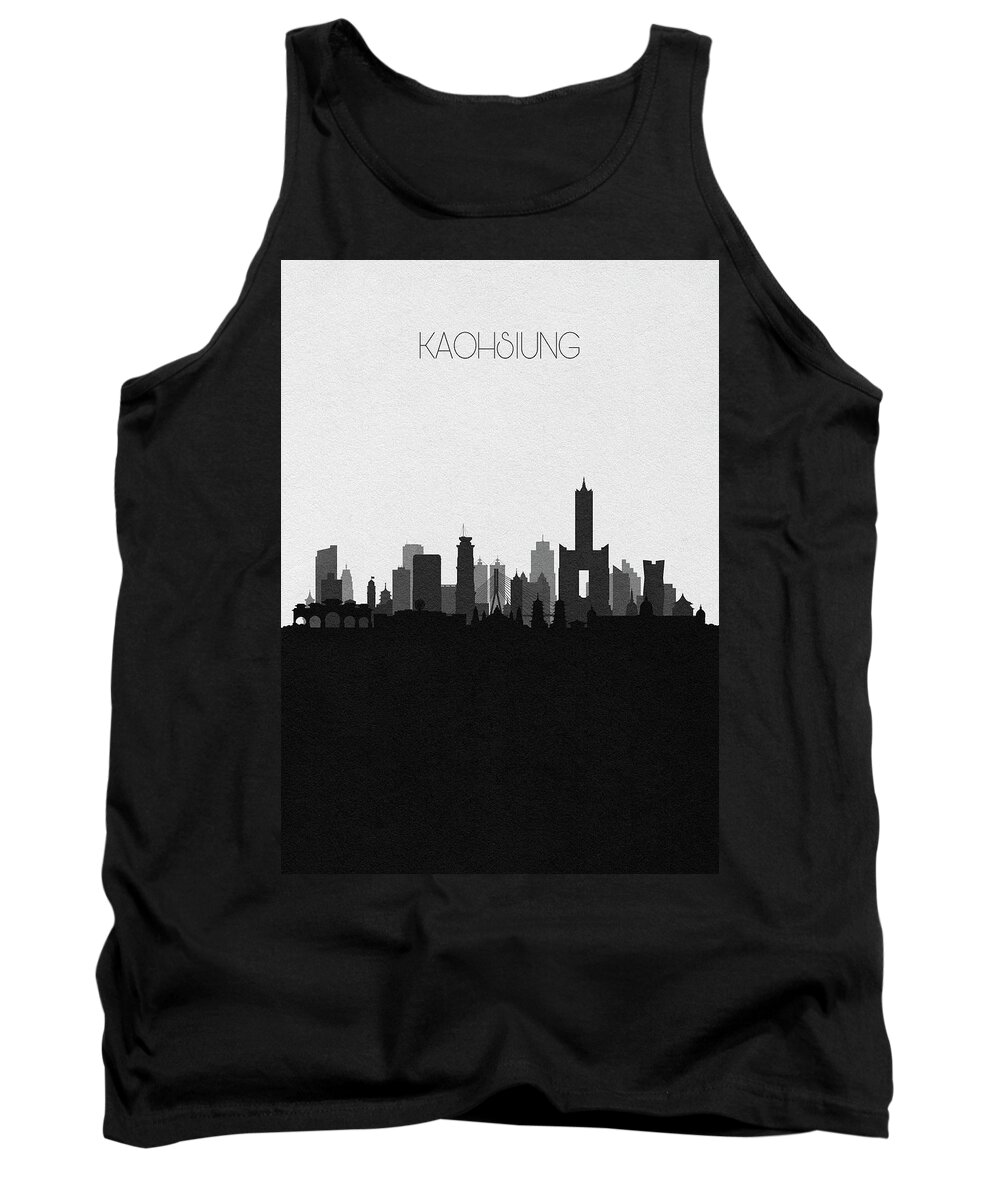 Kaohsiung Tank Top featuring the digital art Kaohsiung Cityscape Art by Inspirowl Design