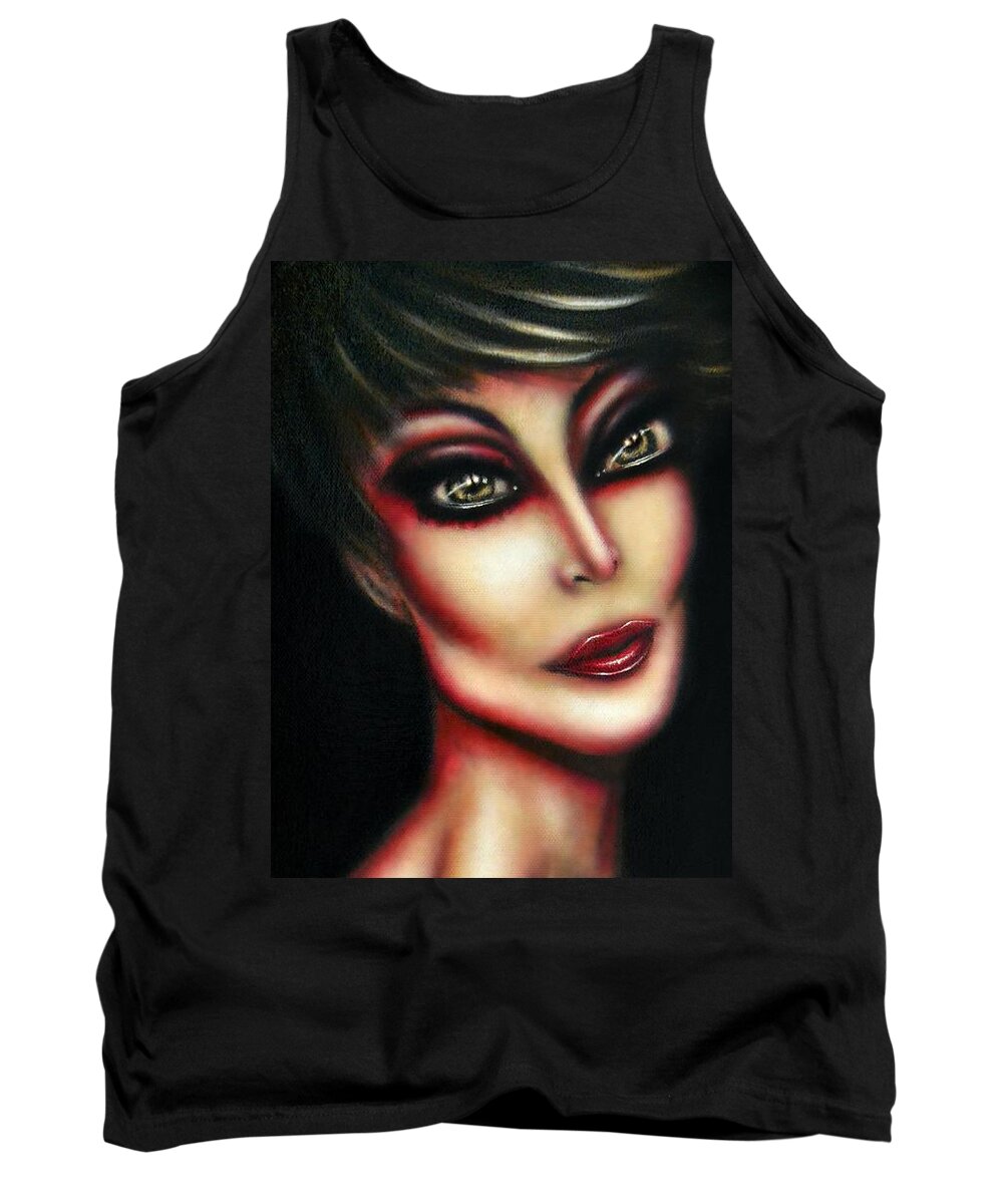 Golden Tank Top featuring the painting Kris Jenner and the Tale of the Influencers by Tiago Azevedo