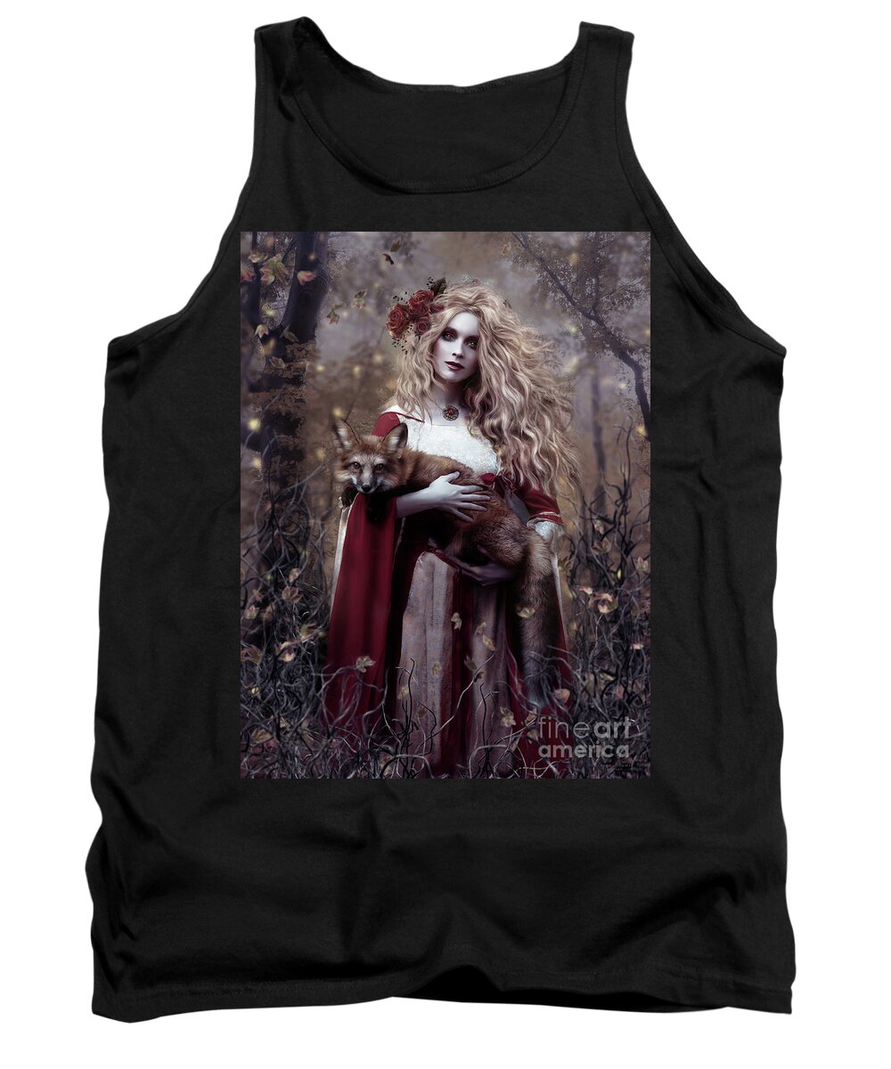 Lady And The Fox Tank Top featuring the mixed media Lady and the Fox by Shanina Conway