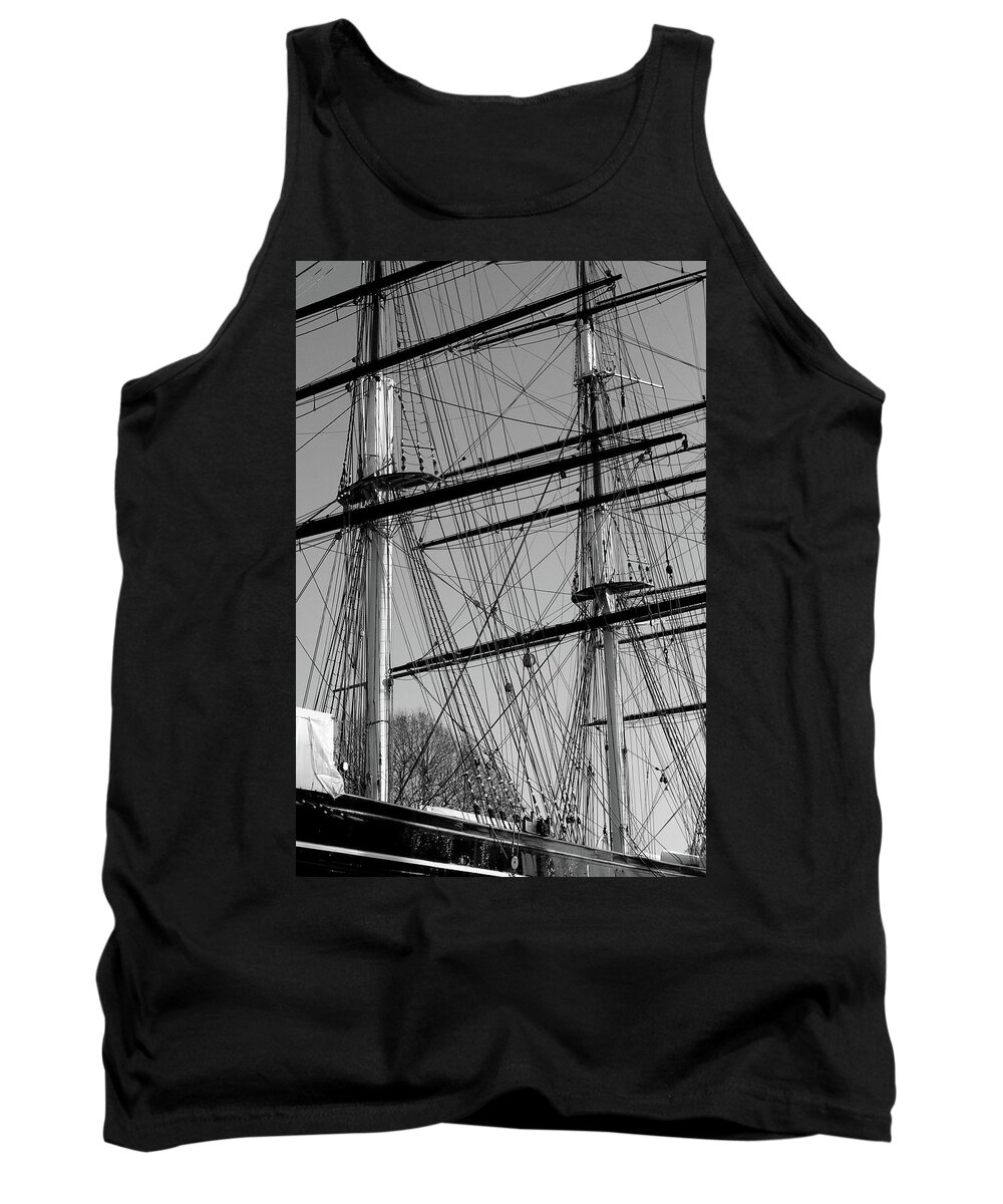 Ship Tank Top featuring the photograph Masts and Rigging of the Cutty Sark by Aidan Moran