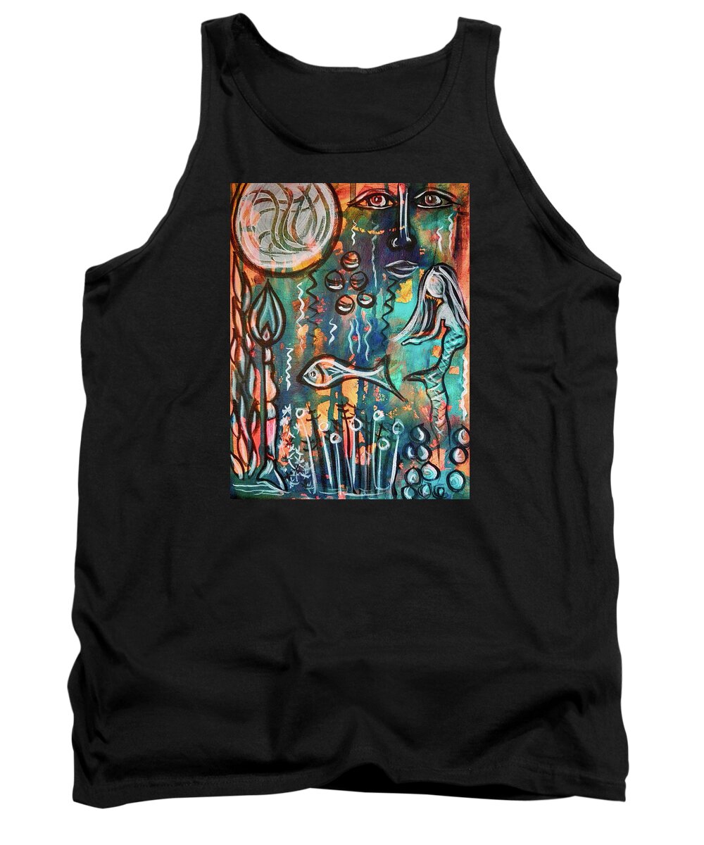 Mermaid Tank Top featuring the mixed media Mermaids Dream by Mimulux Patricia No