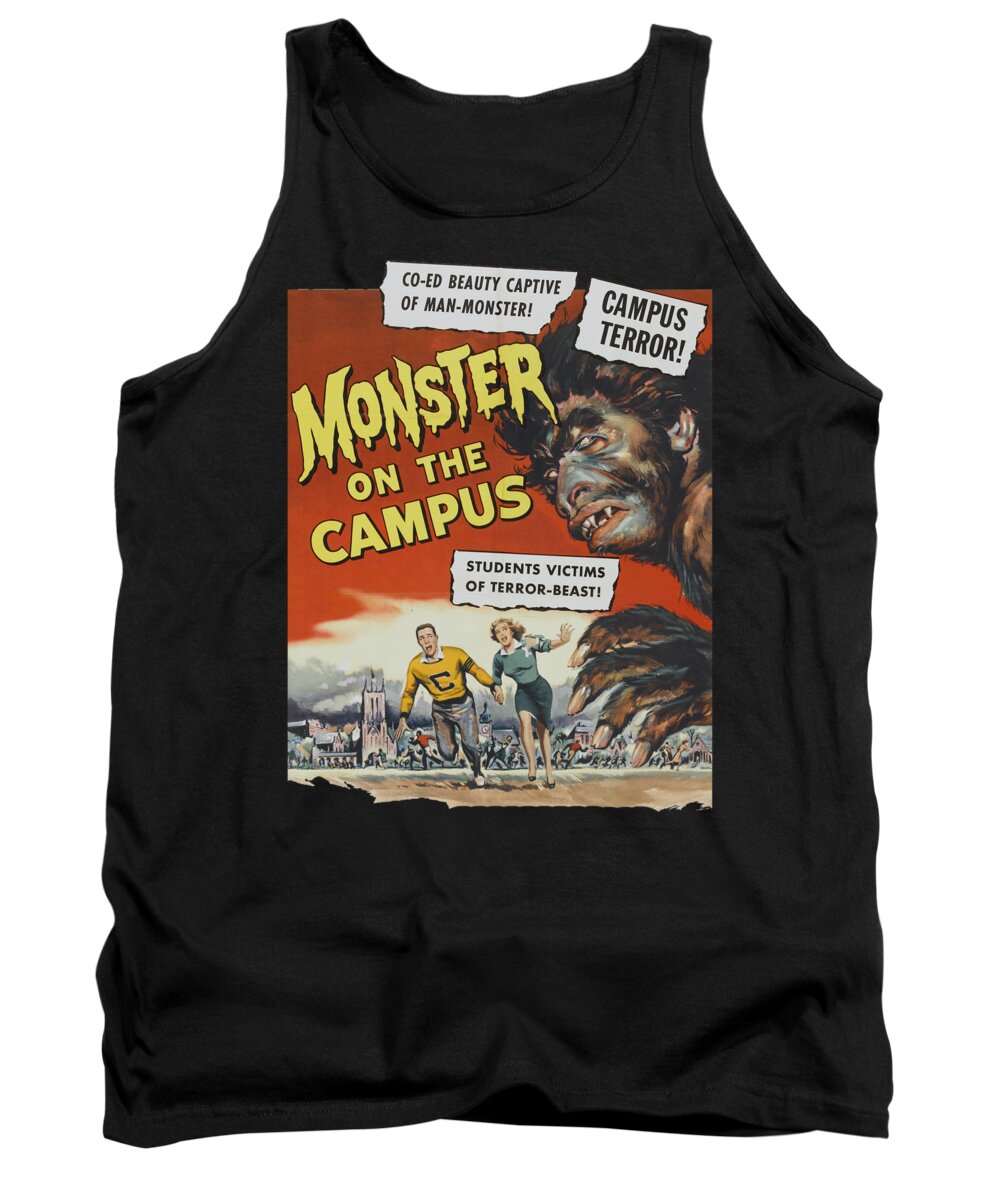 Movie Tank Top featuring the digital art Monster On The Campus Vintage Movie Poster by Filip Schpindel