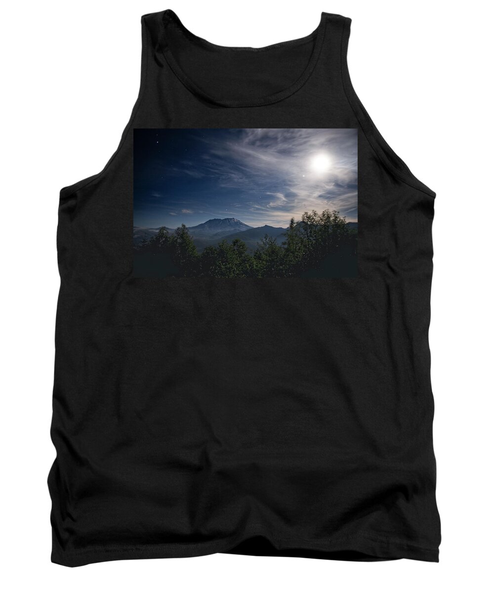 Mount St. Helens Tank Top featuring the photograph Mount St. Helens Moon Glow by Jeanette Mahoney