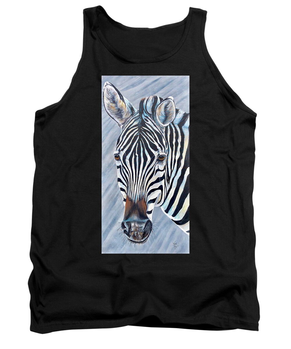 Zebra Tank Top featuring the painting Stripes by Mark Ray
