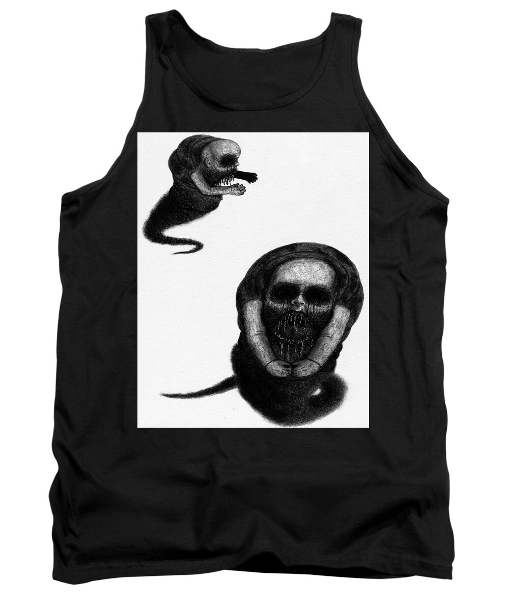 Horror Tank Top featuring the drawing Nightmare Chewer - Artwork by Ryan Nieves