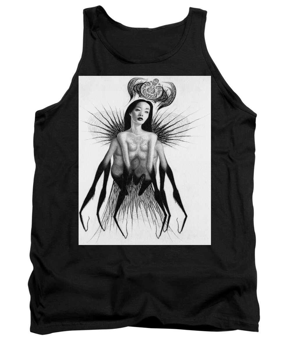 Fantasy Tank Top featuring the drawing Oblivion Queen - Artwork by Ryan Nieves