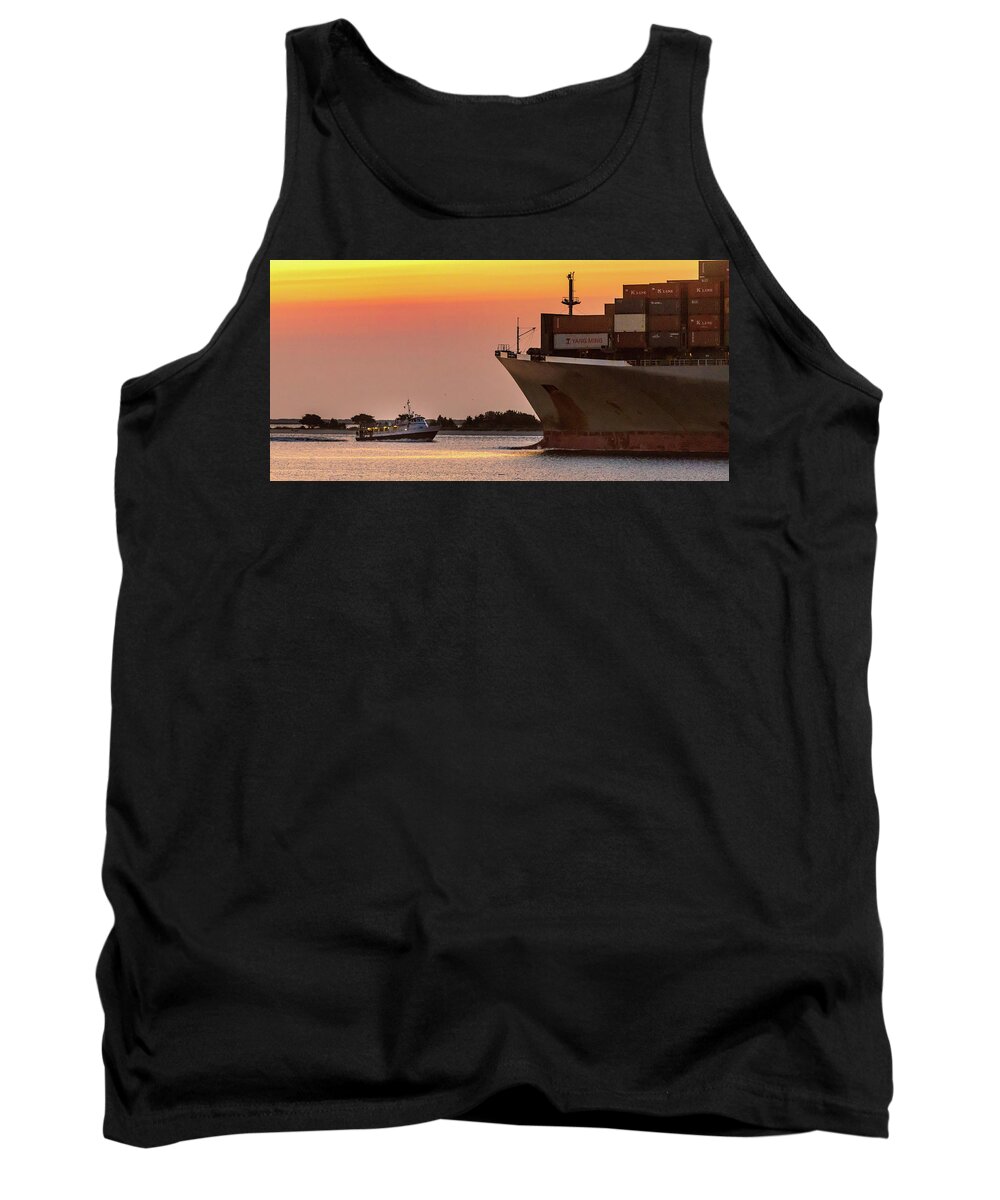 Southport Tank Top featuring the photograph Passing on the River by Nick Noble