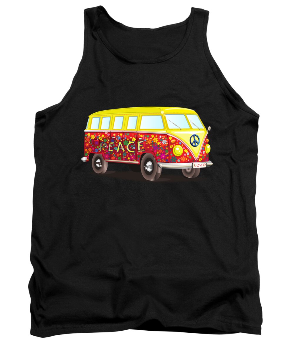 Cool Tank Top featuring the digital art Peace And Love Hippy Van by Flippin Sweet Gear