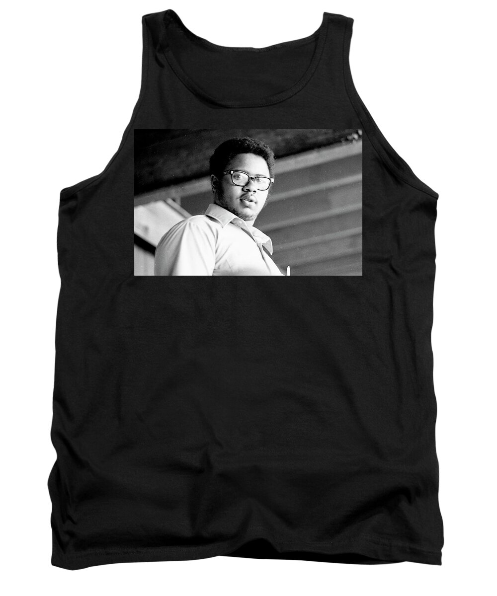 Phoenix Tank Top featuring the photograph Perturbed High School Student, with Substantial Eyeglasses, 1972 by Jeremy Butler