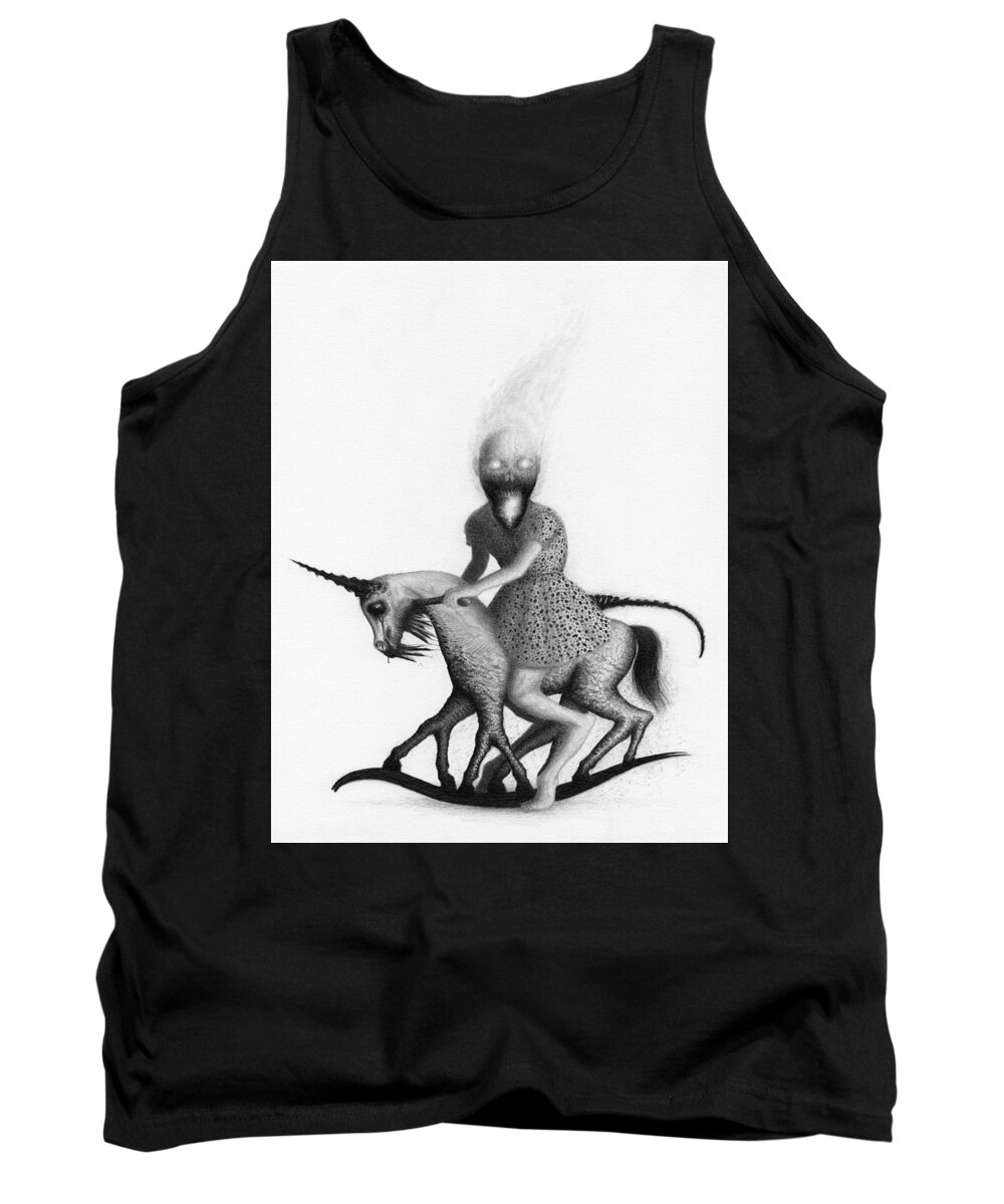 Horror Tank Top featuring the drawing Philippa The Crackling Rider - Artwork by Ryan Nieves