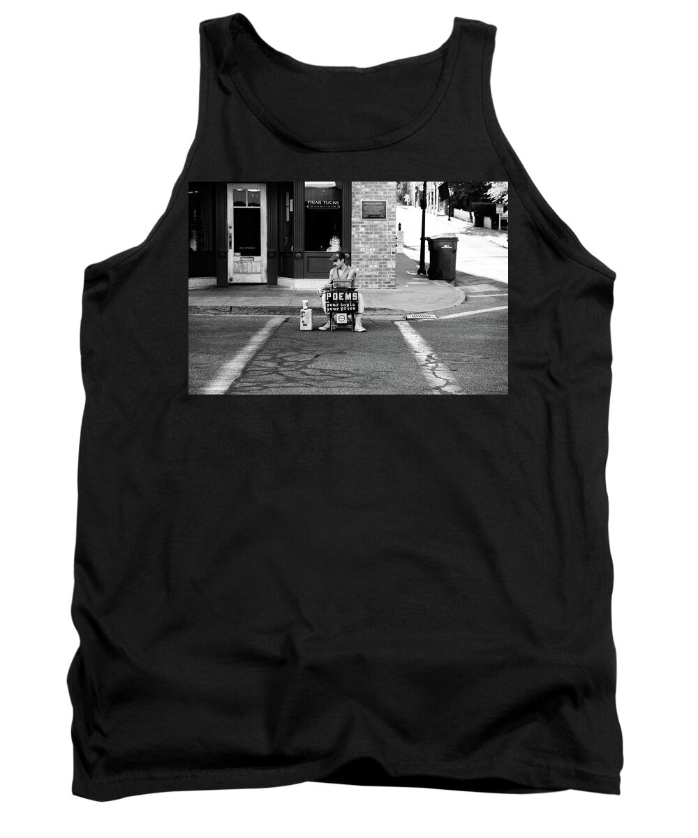 Black And White Tank Top featuring the photograph Poems by Robin Mayoff