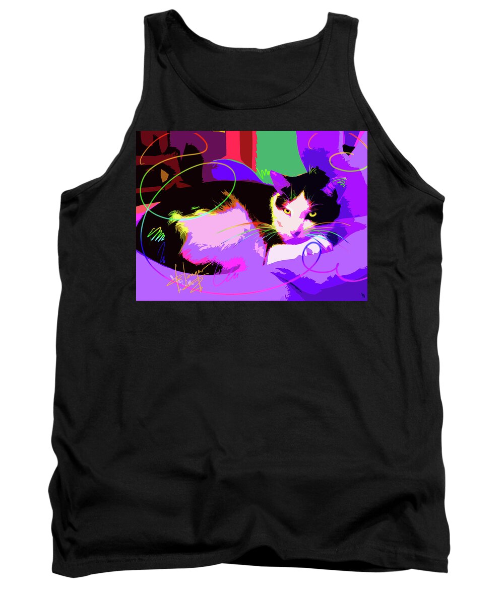 Stitch Tank Top featuring the painting POP CAT Stitch by DC Langer
