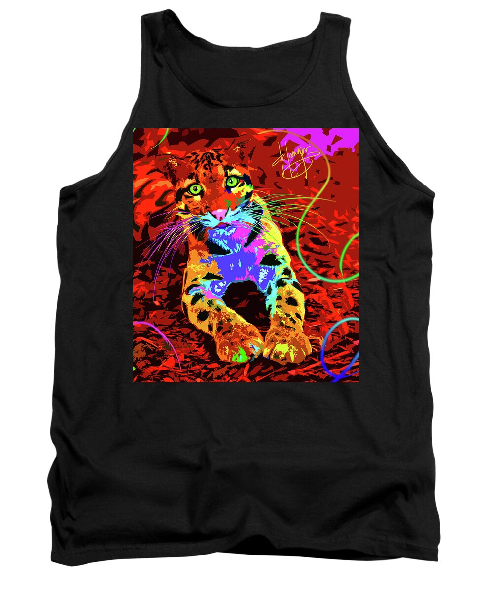 Leopard Tank Top featuring the painting pOpCat Baby Leo by DC Langer