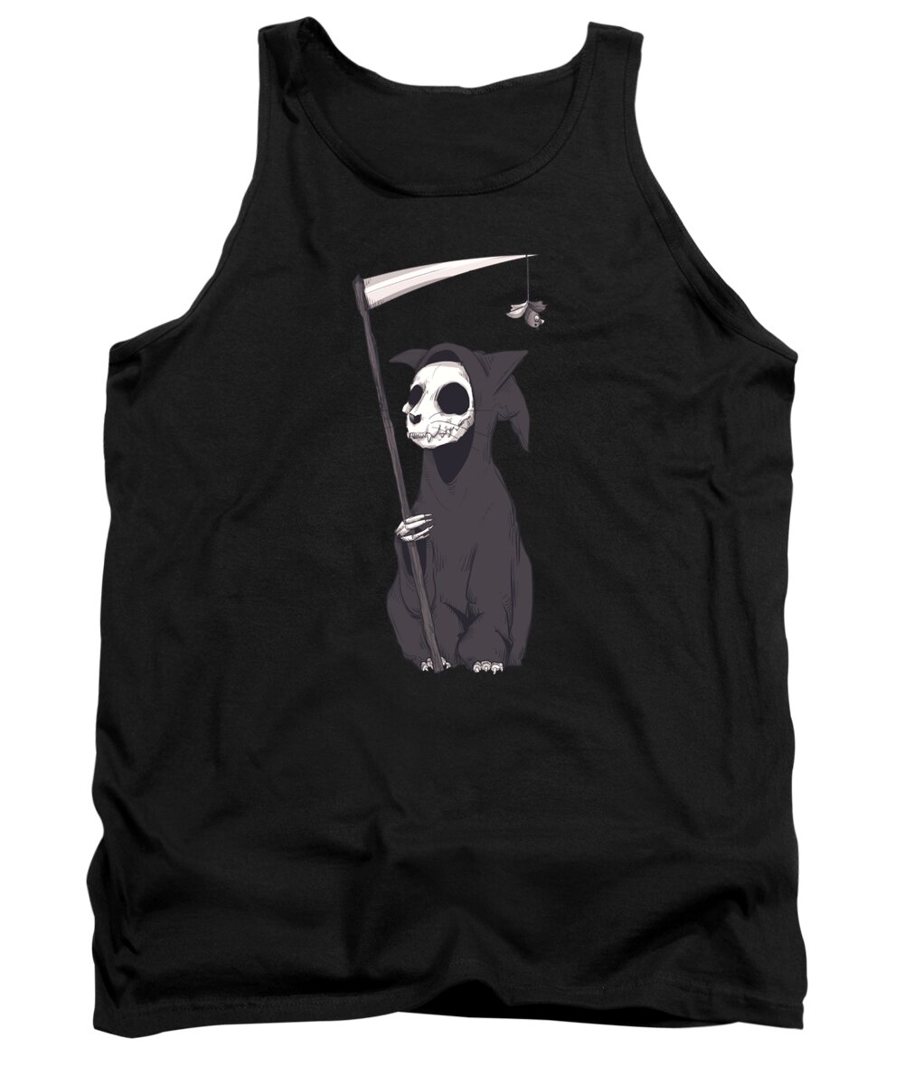 Reaper Cat Tank Top featuring the drawing Reaper Cat by Ludwig Van Bacon