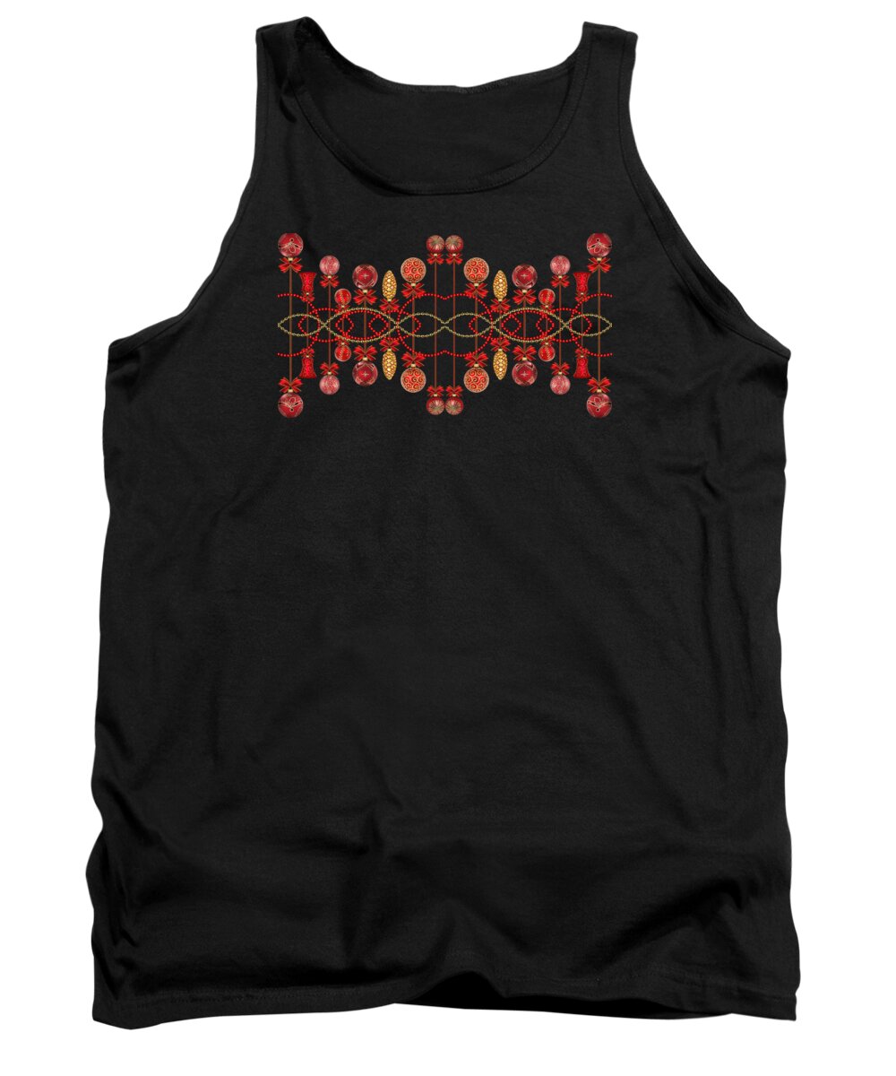 Red Silver And Gold Christmas Ornaments Tank Top featuring the digital art Red Silver and Gold Christmas Ornaments by Rose Santuci-Sofranko