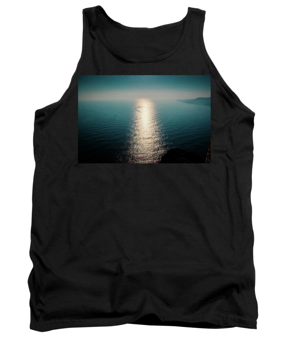 Sunset Tank Top featuring the photograph Reflections along the coast of Alanya by Sun Travels