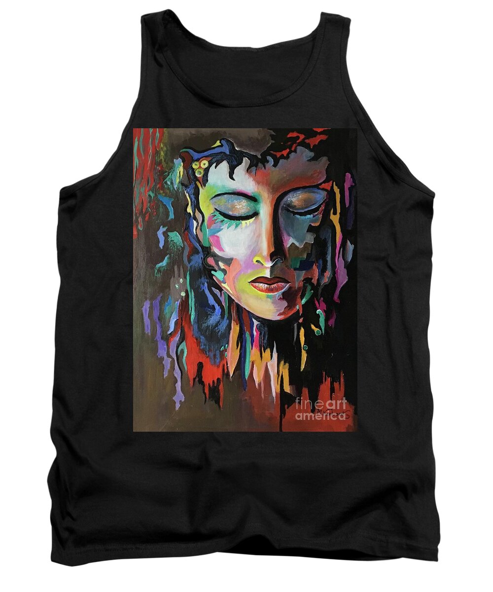 Abstract Art Tank Top featuring the painting Remember you by Maria Karlosak