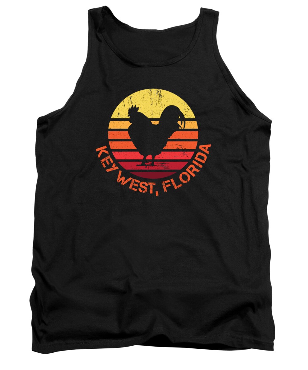 Key-west Tank Top featuring the digital art Retro Distressed Key West Florida Chicken Gift or Souvenir Design by Hope and Hobby