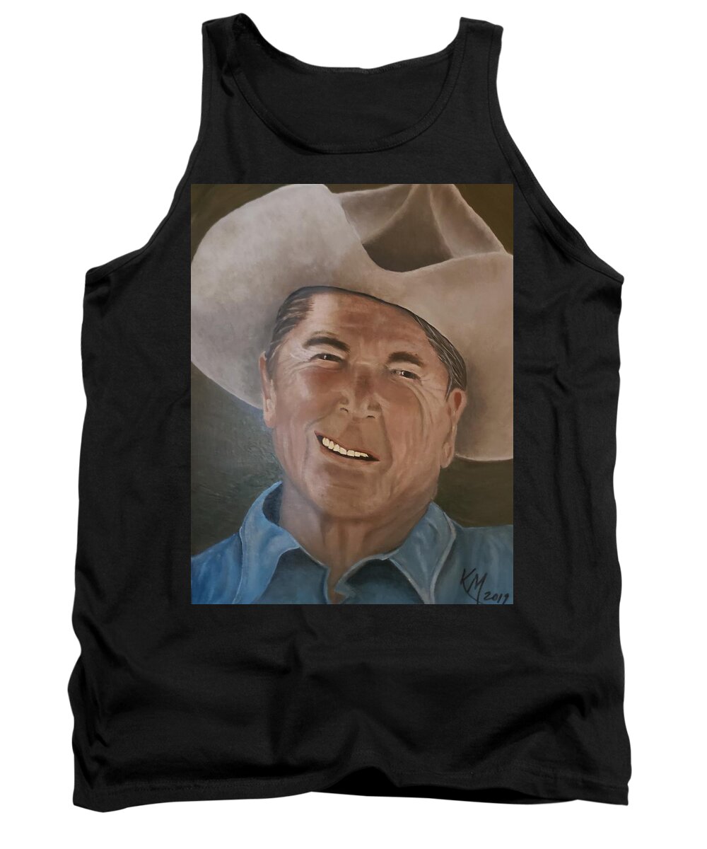 President Tank Top featuring the painting Ronald Reagan by Kathlene Melvin