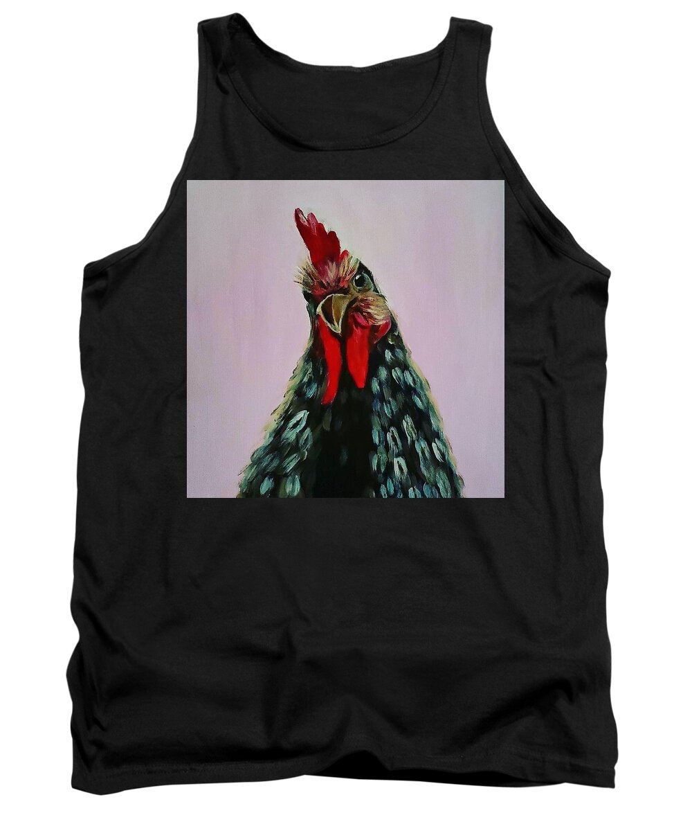 Chicken Tank Top featuring the painting Rooster by Amy Kuenzie
