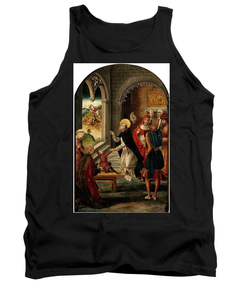 Pedro Berruguete Tank Top featuring the painting 'Saint Dominic Resurrects a Boy', 1493-1499, Spanish School, Oil on panel, 122... by Pedro Berruguete -1450-1504-