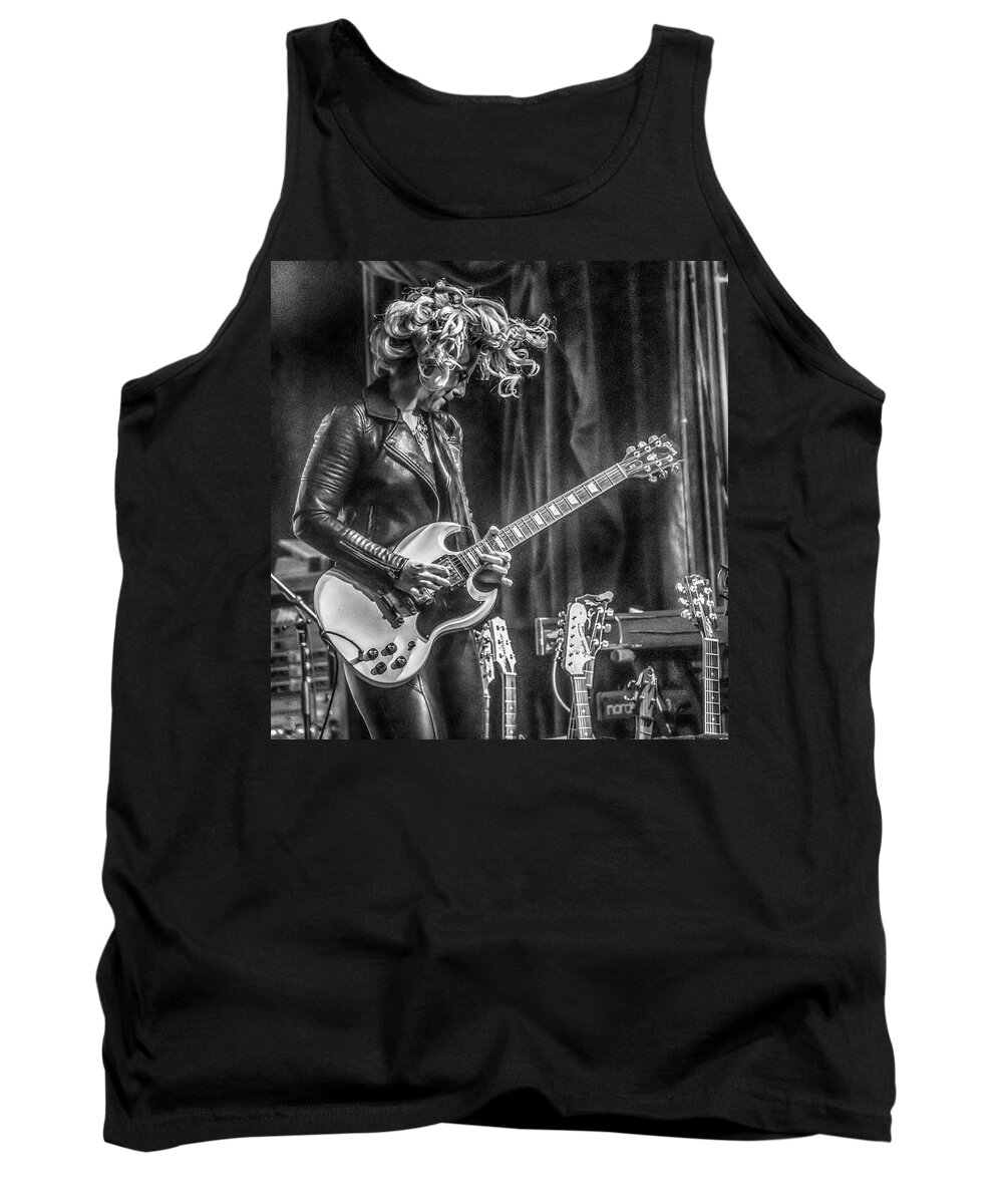 Samantha Fish Tank Top featuring the photograph Samantha Fish in Black and white by Alan Goldberg