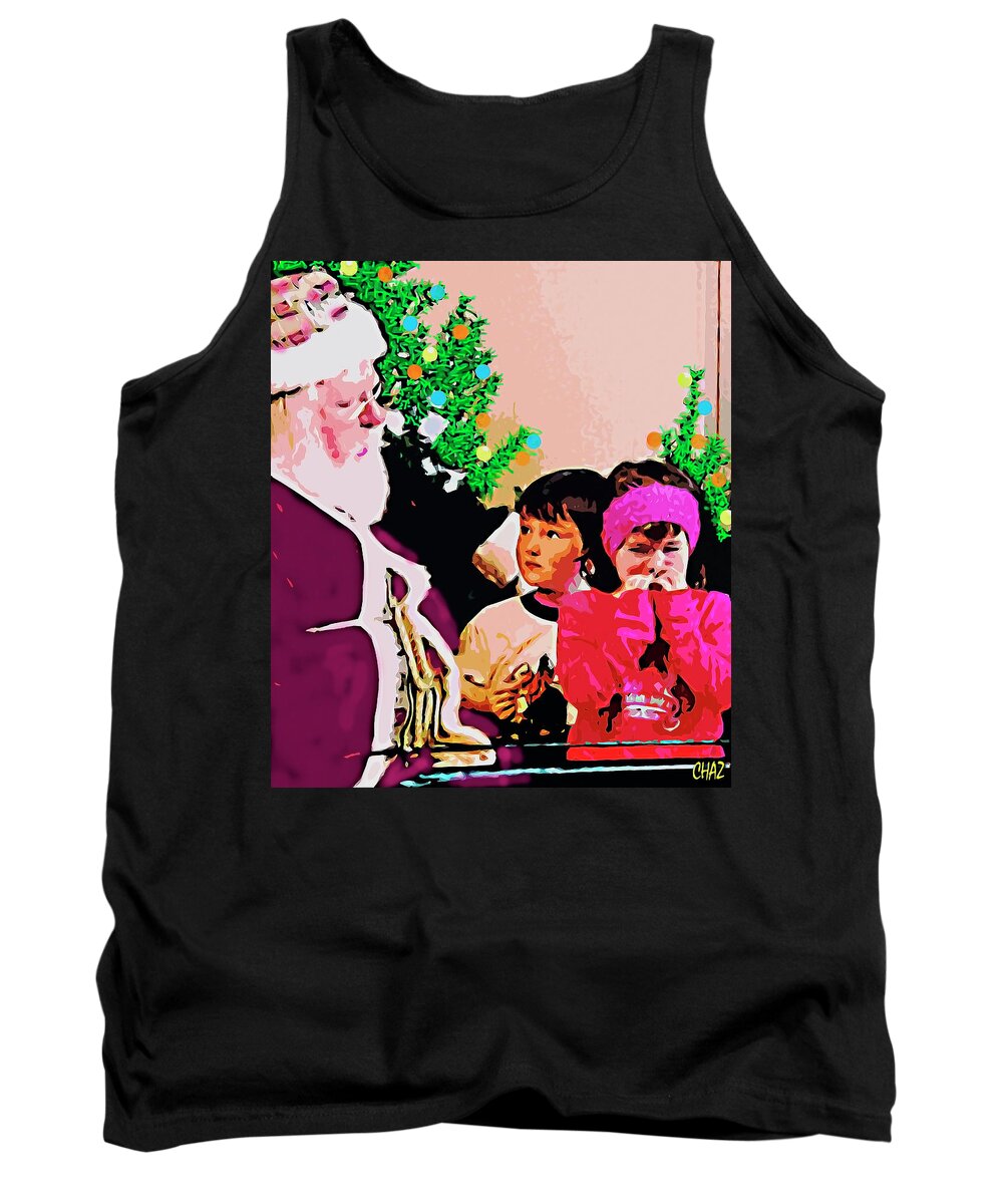 Christmas Tank Top featuring the painting Santa and the kids by CHAZ Daugherty