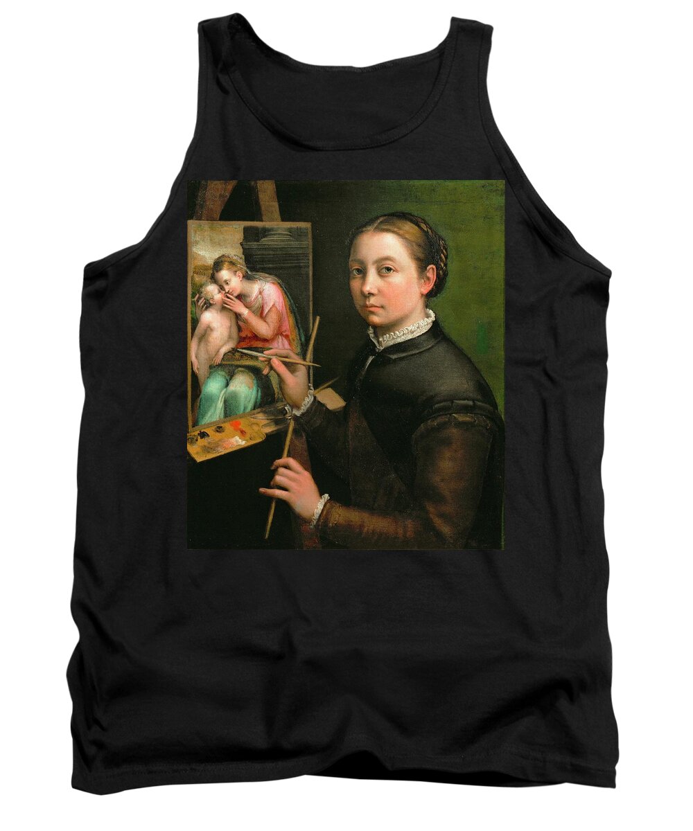 Anguissola Tank Top featuring the painting Self-portrait, painting the Madonna, 1556 Canvas, 66 x 57 cm. by Sofonisba Anguissola -c 1532-1625-
