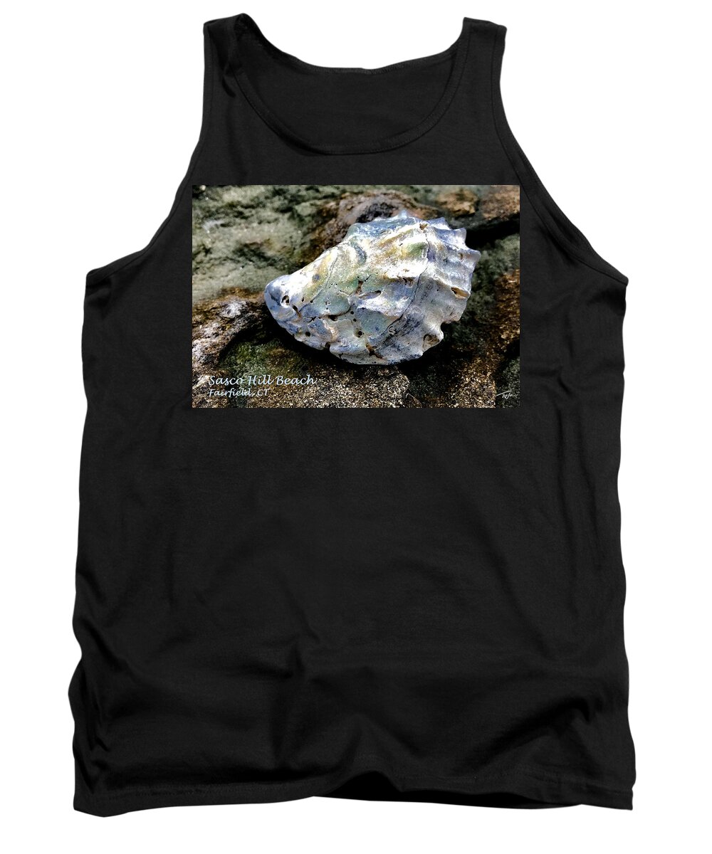 Oyster Tank Top featuring the photograph Shell on Jetty Sasco Hill by Tom Johnson
