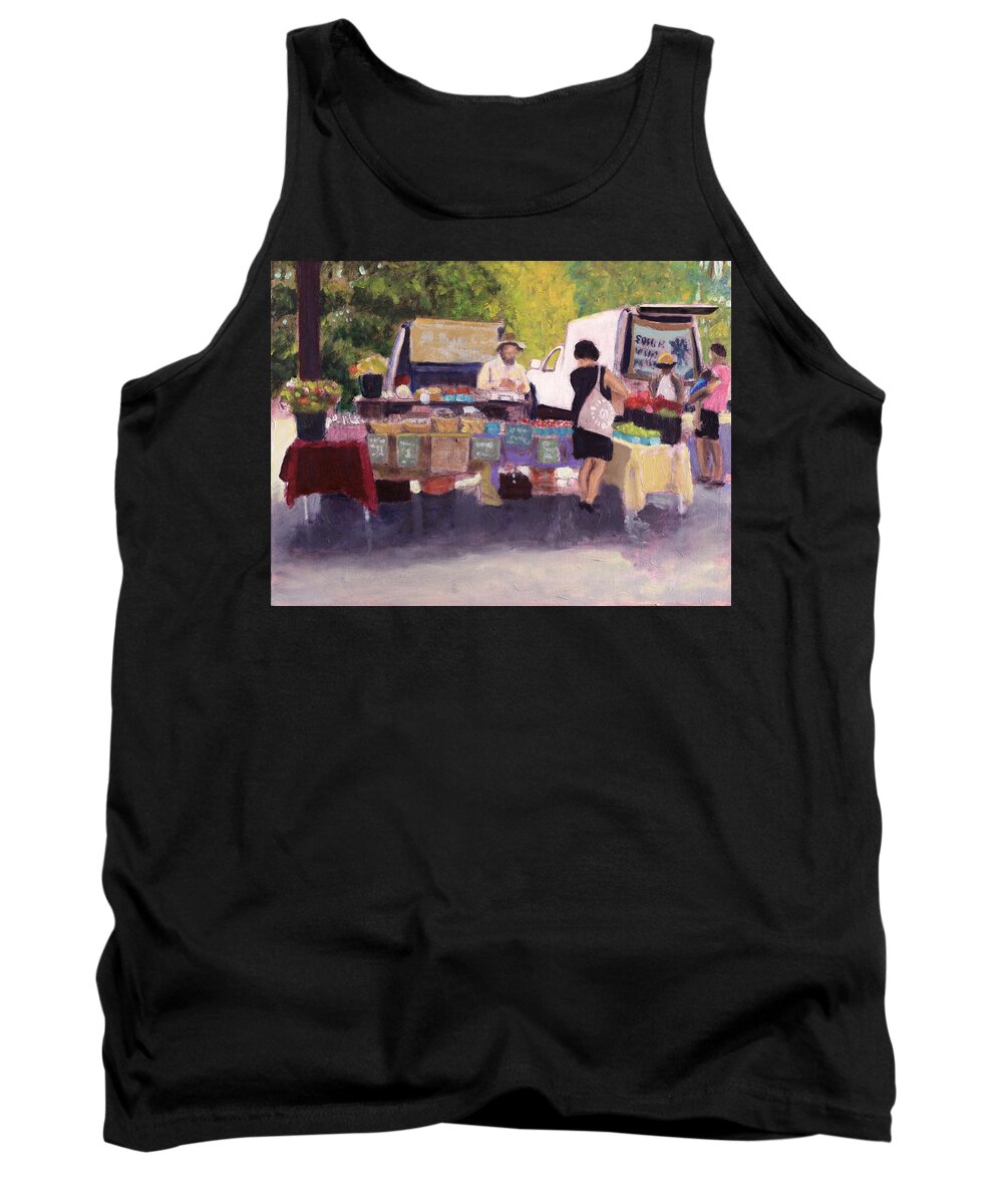 Farmer's Market Tank Top featuring the painting Silent Speculation by David Zimmerman