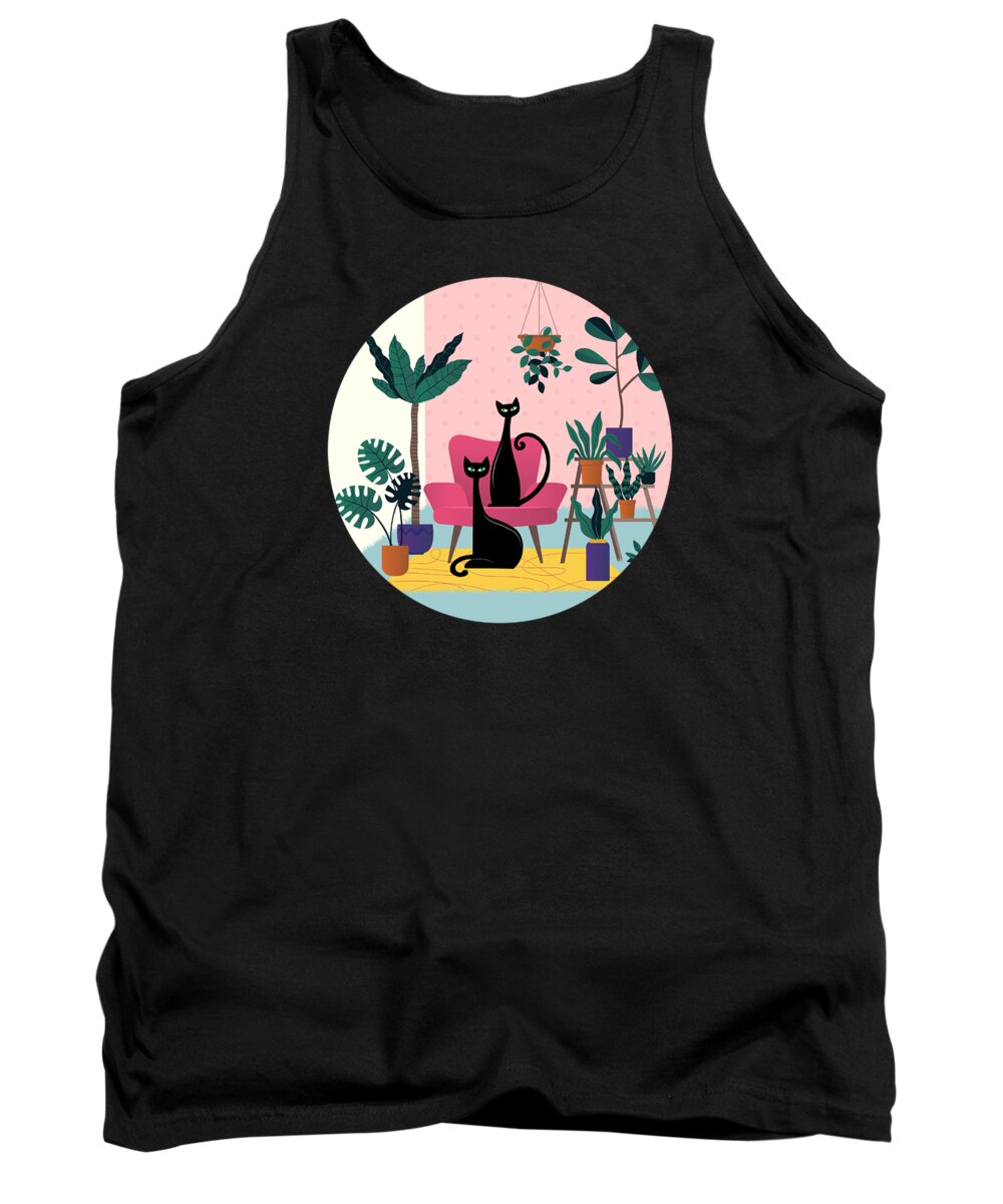 Cat Tank Top featuring the painting Sleek Black Cats Rule In This Urban Jungle by Little Bunny Sunshine