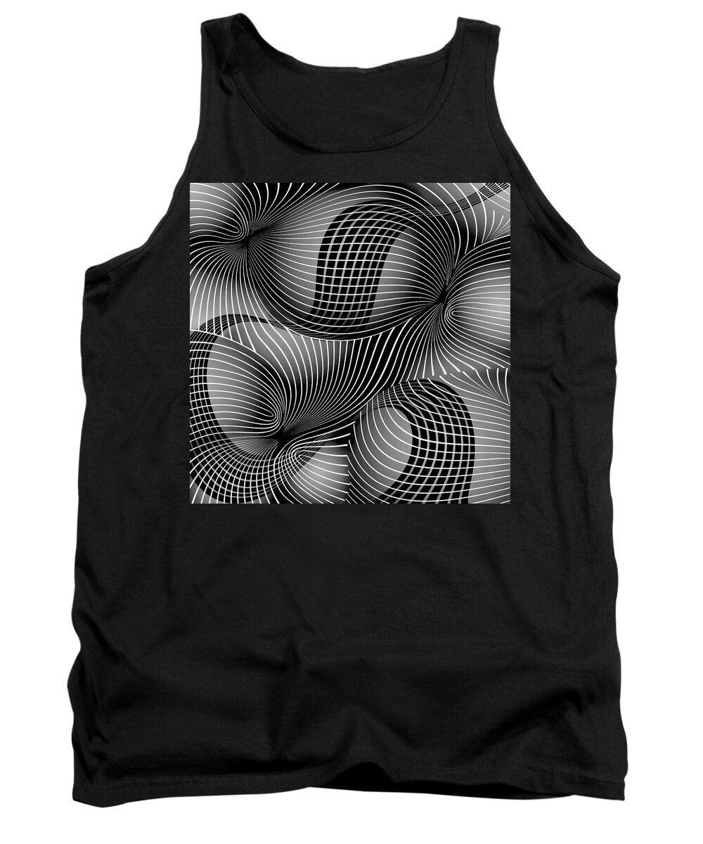 Space-time Tank Top featuring the painting Space-Time No-2, Black and White by David Arrigoni