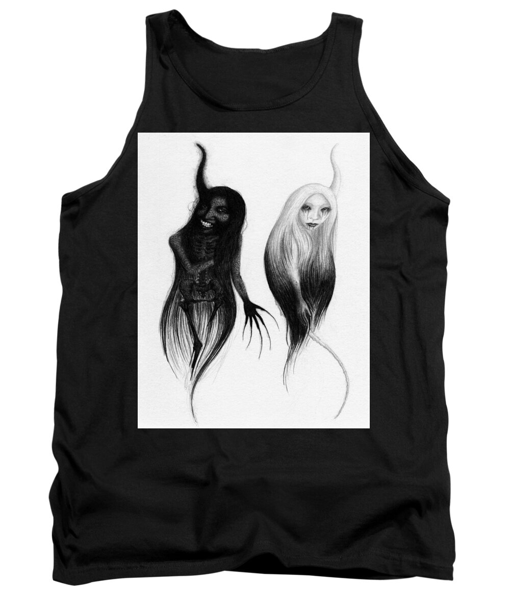 Horror Tank Top featuring the drawing Spirits Of The Twin Sisters - Artwork by Ryan Nieves