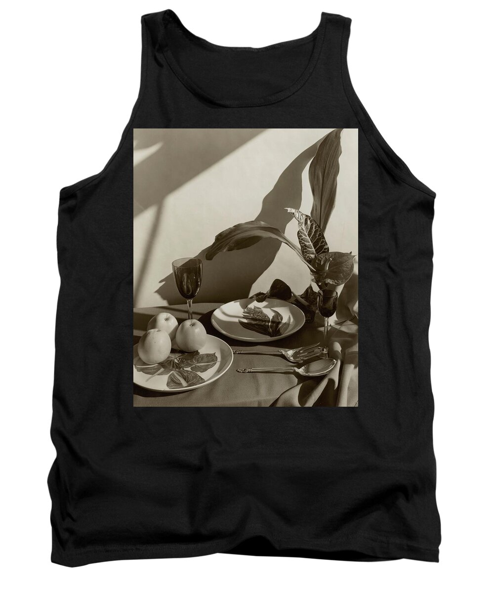 #new2022vogue Tank Top featuring the photograph Still Life Of Table Setting With Fruit by Horst P Horst