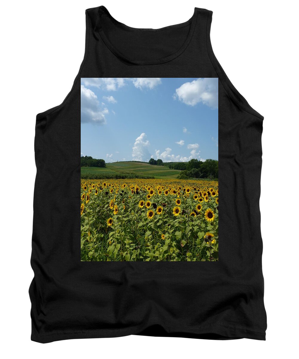 Sunflower Tank Top featuring the photograph Standing tall in Lyman Orchards by Patricia Caron