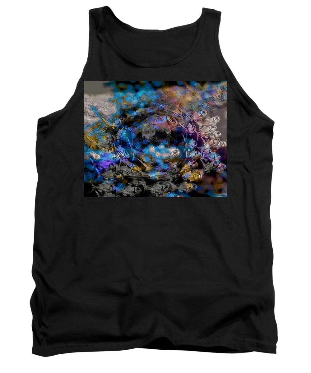 Modern Abstract Art Tank Top featuring the painting The Fish In Focus by Joan Stratton