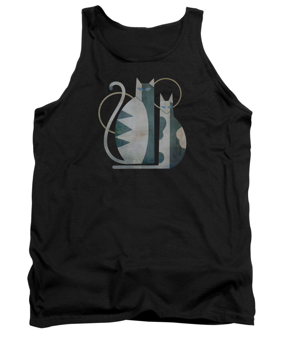 Painting Tank Top featuring the painting The Mysterious Minds Of Modern Cats by Little Bunny Sunshine