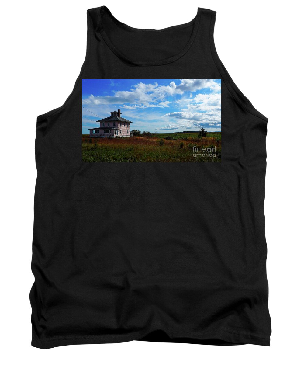 Pink House Tank Top featuring the photograph The Pink House in Autumn by Mary Capriole